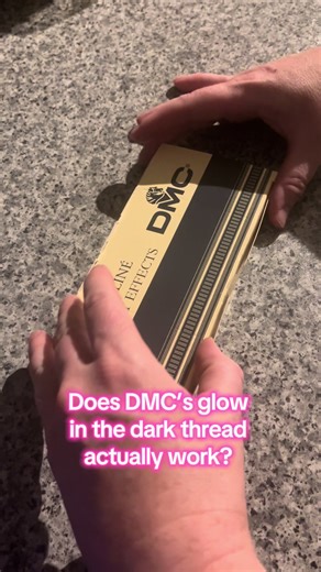 We tested DMC glow-in-the-dark embroidery thread 🧵✨ At first it didn’t glow at all… turns out it needs to be charged with light ☀️ Perfect for experimental stitchers who love trying something different. #embroidery #crafttiktok #dmcthreads #glowinthedark #moderncrossstitch