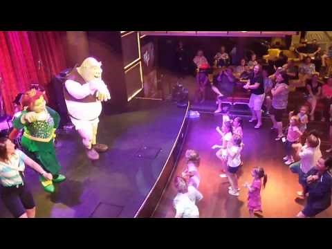 CJ dancing with Shrek and Fiona