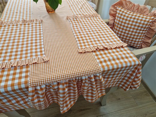 Fall Gingham Table Runner Set: Ruffled Thanksgiving Table Decor - Etsy