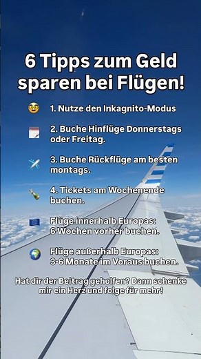 6 Tipps, um bei Flügen Geld zu sparen ✈️💶 | #fliegen #sparen #finanzen