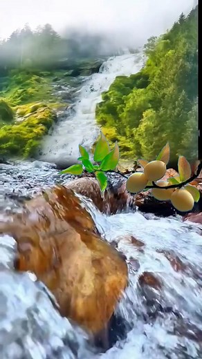 Galloping Mountain Spring Water and Beautiful Waterfall Scenery