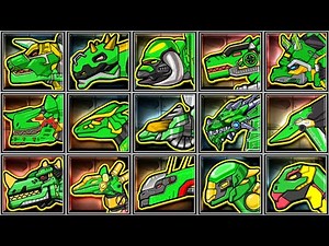 Dino Robot Green Yellow Corps, Mecha Transformations, Stegosaurus, Triceratops, Stegosaurus, Tanks