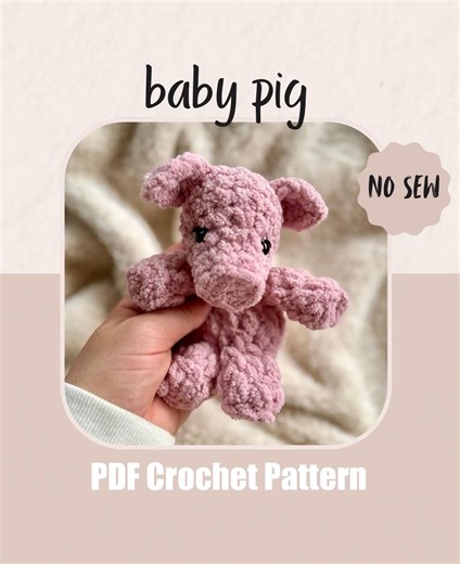 Baby Pig NO SEW Crochet Pattern | Piglet Plushie | Crochet Pig Pattern | Amigurumi Pig - Etsy