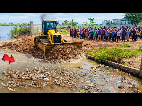 Complete100% Delete Water Hug Pond Construction Foundation House by Mini Dozer Pushing With Dump Tru