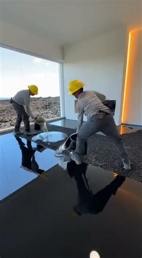 Volcanic Mirror Floor 🌋🖤 Luxury Reveal ⏱️🔥 #EpoxyFloor