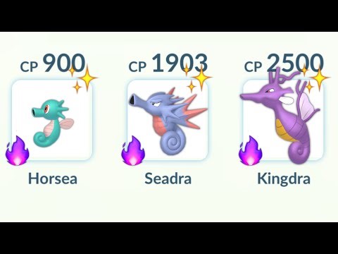 using Shadow Shiny (Horsea, Seadra, Kingdra) Family in Pokemon GO.