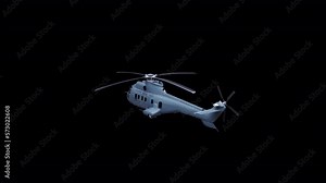 Military Helicopter Flying Animation With Alpha Video