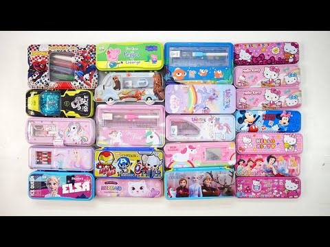 latest unicorn stationery collection 👋 geometry,doreamon,hello kitty,pencil box,sharpener,eraser