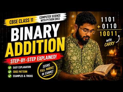 Binary Addition in 10 Minutes 🔥 | CBSE Class 11 Computer Science with Python (083)