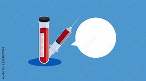 tube test and syringe with blood