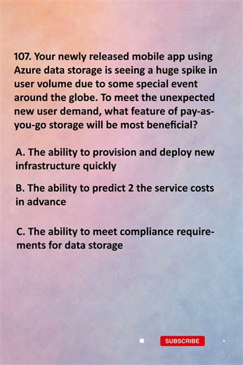 Microsoft Azure Fundamentals AZ 900 - Q 107 100% Exam PASS