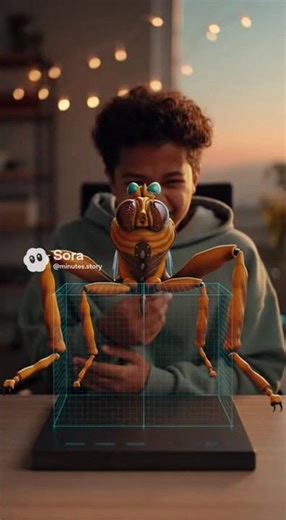 Hologram Glitch Scares Teenager! Hyperrealistic Insect Jumps Out #scary #tech