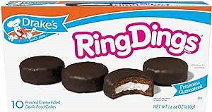 Drake's Ring Dings, 4 Boxes, 40 Individually Wrapped Devils Food Cakes