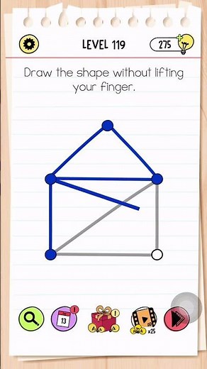 Brain Test All Star Level 119 Answer | Draw the shape without lifting your finger