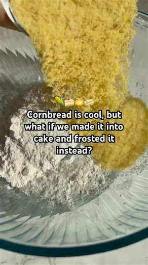 I made cornbread into a cornbread cake with whipped honey buttercream frosting 🌽😍