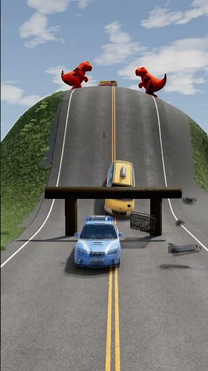 Cars & Ambulance Van vs Log Bridge - BeamNG.Drive