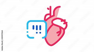 heart disease exclamation mark Icon Animation. color heart disease exclamation mark animated icon on white background