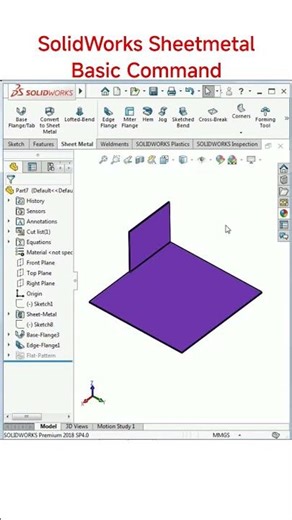 SolidWorks Sheetmetal Basic Command #cad #cadsoftwaretutorial #solidworks