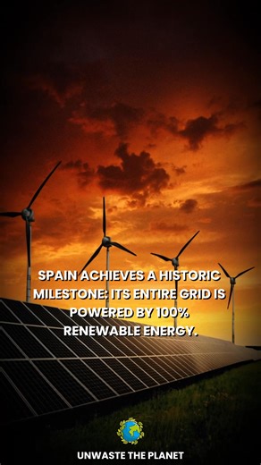 Spain has reached a historic milestone by powering its mainland electricity grid entirely with renewable energy. On April 16, 2025, wind, solar, hydropower, and other renewable sources together supplied 100% of Spain’s mainland electricity demand. Wind energy led the mix, generating nearly 46% of total power, followed by solar at around 27% and hydropower at approximately 23%. At 11:15 a.m., electricity production from wind and solar alone exceeded national demand, a rare achievement for a large