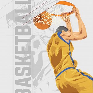 Basketball player illustration character in abstract style