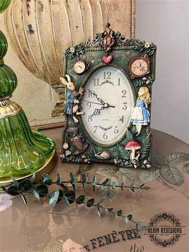 Alice in Wonderland Clock | Handmade Storybook Decor | Vintage Style Table Clock | Whimsical Fairy Tale Art | One of a Kind - Etsy