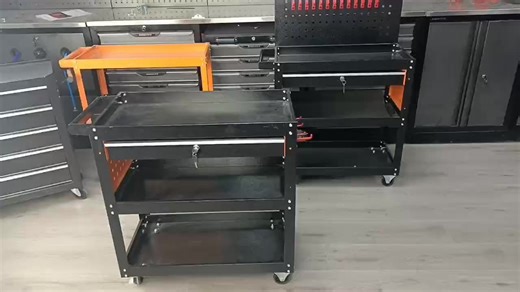 Custom OEM Steel Hand Trolley Tool Cart Rolling Tool Cabinet for Garage Workshop Storage Iron and Wood Material