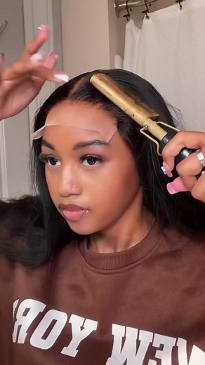 4x4 HD lace middle part install straight closure wig #mengkaihair #4x4closurewig #closurewig #wigsinstall #showbabyhair #girlinstall