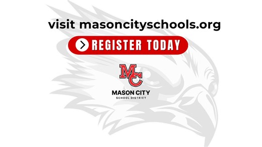 Registration for Little Riverhawk 4-Year-Old Preschool is NOW OPEN for the 2026-27 school year!! If you have a little one who will be 4 years old by September 15, 2026, they're eligible to join our amazing preschool program! Spots are filled on a first come, first serve-basis - so sign up today to secure your spot! Watch this informational video for more information and visit our website at https://masoncityschools.org/enroll/preschool/ Go to the link to register today! https://masoncityia.infin