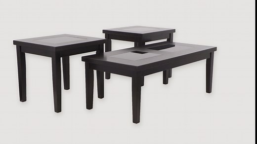 Signature Design by Ashley Denja Contemporary 3-Piece Table Set, Includes Coffee Table and 2 End Tables, Dark Brown