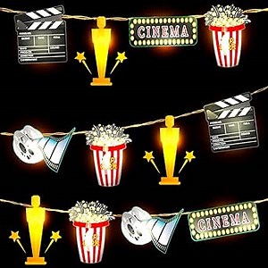 VIHOSE 10 ft Movie Night Decorations Movie Night Party Supplies 20 LED String Lights Battery Operated Backyard Movies Nights Movies Theater Themed Decor for Film Festival Home Film Birthday Party