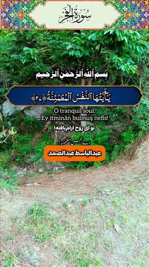 يَـٰٓأَيَّتُهَا ٱلنَّفۡسُ ٱلۡمُطۡمَئِنَّةُ🌹سورہ الفجر🌹عبدالباسط عبدالصمد🌹shorts🌹