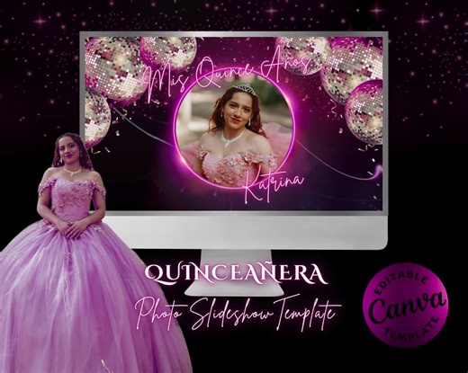 Quinceañera Slideshow Template | Neon Slideshow | Photo Video for Reception I Milestone I Keepsake for Her Special Day - Etsy