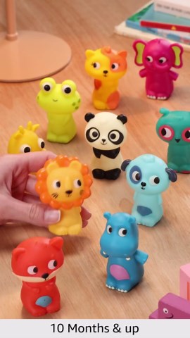 Amazon.com : B. Toys – 10 Finger Puppets – Animal Finger Puppets – Fox, Panda, Hippo, Giraffe, Dog – Lion, Cat, Frog, Elephant, Owl – 10+ Months – Pinky Pals Crew : Toys & Games