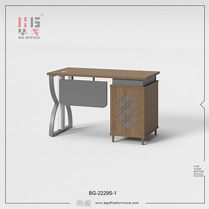 [Hot Item] Modern Wooden Melamine Furniture Hotel Computer Table Iron Frame Staff Office Desk