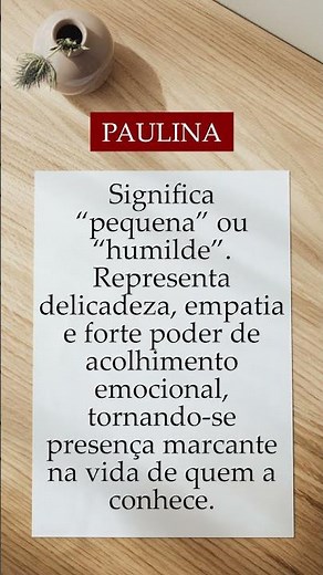 Paulina - Origem dos Nomes