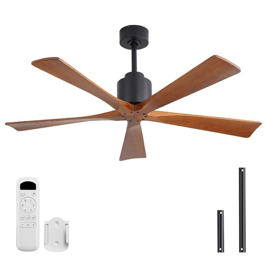 Check The Home Depot's Q&A Before Buying: CACI Mall 52 in. Indoor/Outdoor Standard Flush and Downrod Mount Solid Wood Black Ceiling Fan without Light and Remote Control