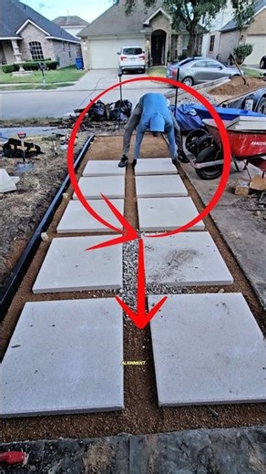 Modern Concrete Slab Walkway Installation | Perfect Large Paver Layout Like a Pro.