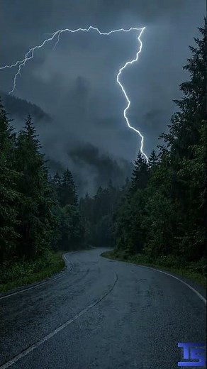 Relax Your Mind With Rain, Thunder, and Lightning on the Road in the Jungle Video #thunder #rain