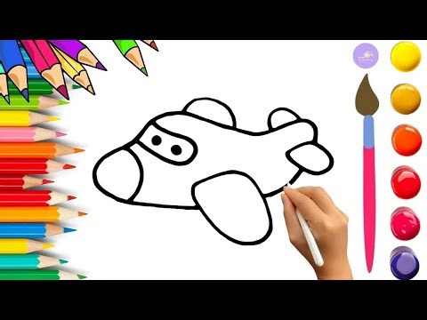 How To Draw cute Airplane Drawing, Painting & Coloring For Kids and Toddlers_🌈🎨