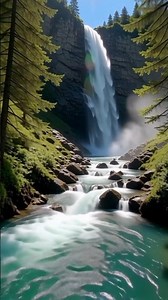 Majestic 4K Waterfall – The Power of Nature | Ultra Realistic Mountain Scene 🌿💧#short