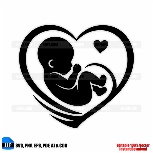 Baby Heart SVG, Minimalist Pregnancy Line Art (digital Download) - Etsy