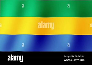 Beautiful and spectacular flag of GABON waving harmoniously.