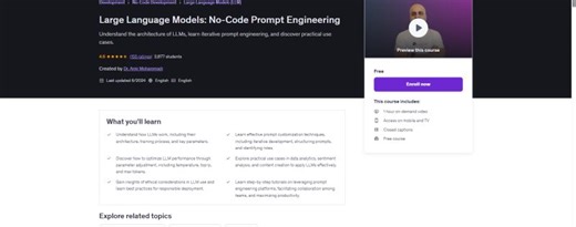Large Language Models: No-Code Prompt Engineering - Course Details | aixplore | AI|Xplore