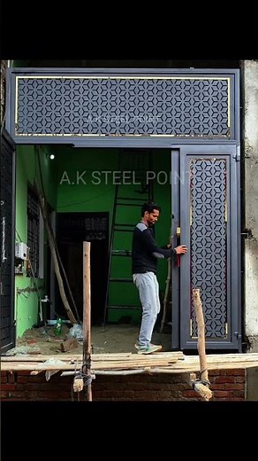 Sliding folding gate installation for home #aksteelpoint #slidinggate