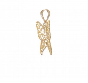 Finest Gold 10K Yellow Gold Filigree Butterfly Pendant