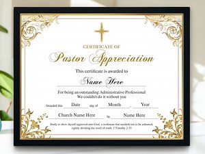 Certificate of Appreciation Template, Editable Printable Certificate, 11x8.5 Pastor Appreciation Certificate, Appreciation Gift Certificate - Etsy