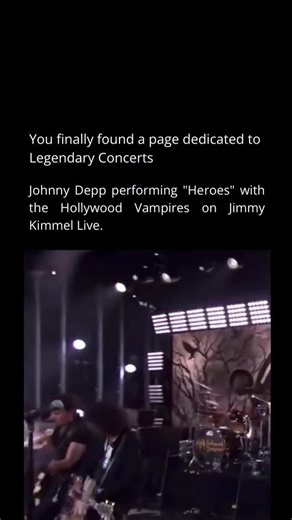 Legendary Concerts on Instagram: "Johnny Depp performing “Heroes” with the Hollywood Vampires on Jimmy Kimmel Live is one of those moments that reminds people he’s more than just an actor. You see him step into full rock-star mode—guitar in hand, locked in with the band, and carrying David Bowie’s classic with real grit and respect. The Hollywood Vampires have always leaned into that raw, old-school rock energy, and this performance is a perfect example of it. It’s the kind of surprise TV moment