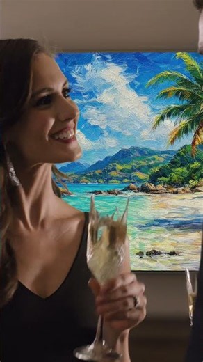 Tropical Beach Paradise 🌴 4K Relaxing Oil Painting Screensaver | Luxury Frame TV Art (4 Hours)