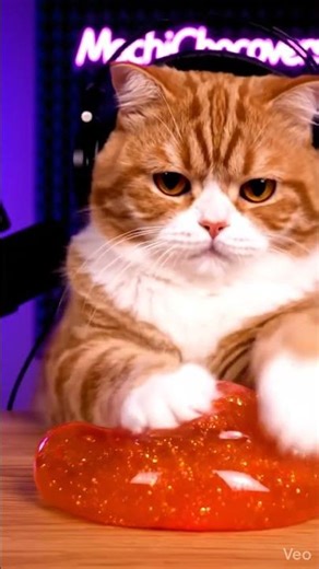 Orange Tabby Presses Hermès Slime Ball ASMR 😸🫧 — MochiChocoverse #slime #cat