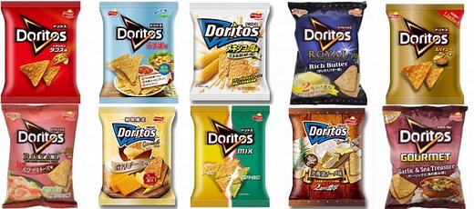 The different flavors of Doritos from Japan